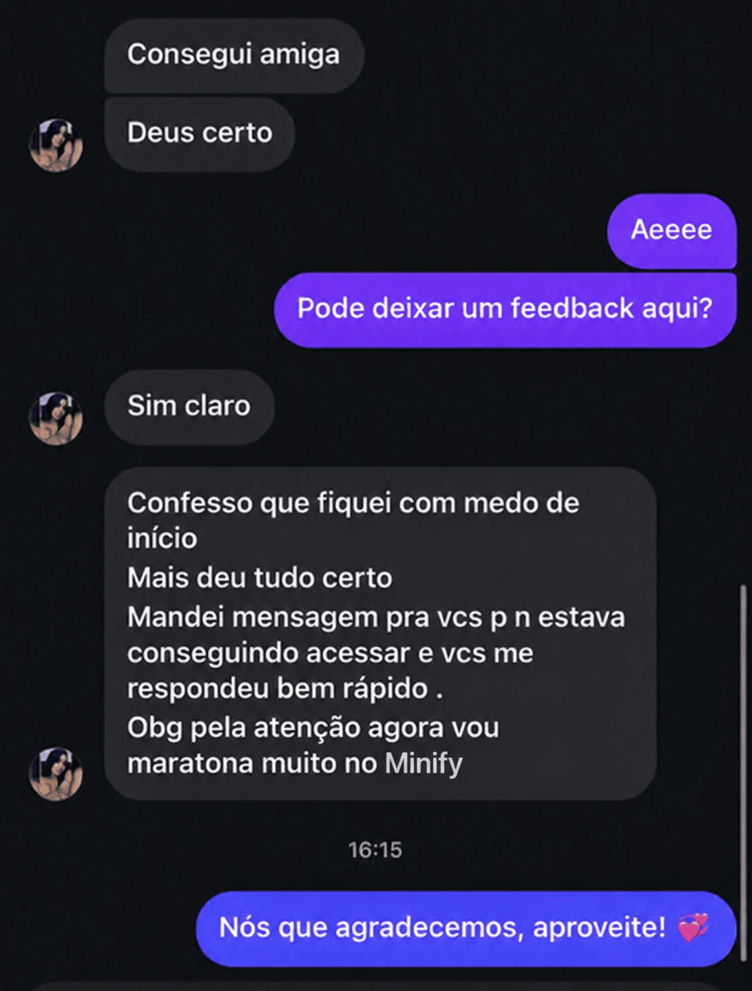 Avaliação 2 de assinante sobre a MinifyTV e o atendimento